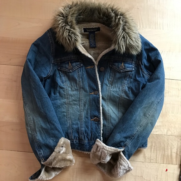 vintage fur collar denim jacket